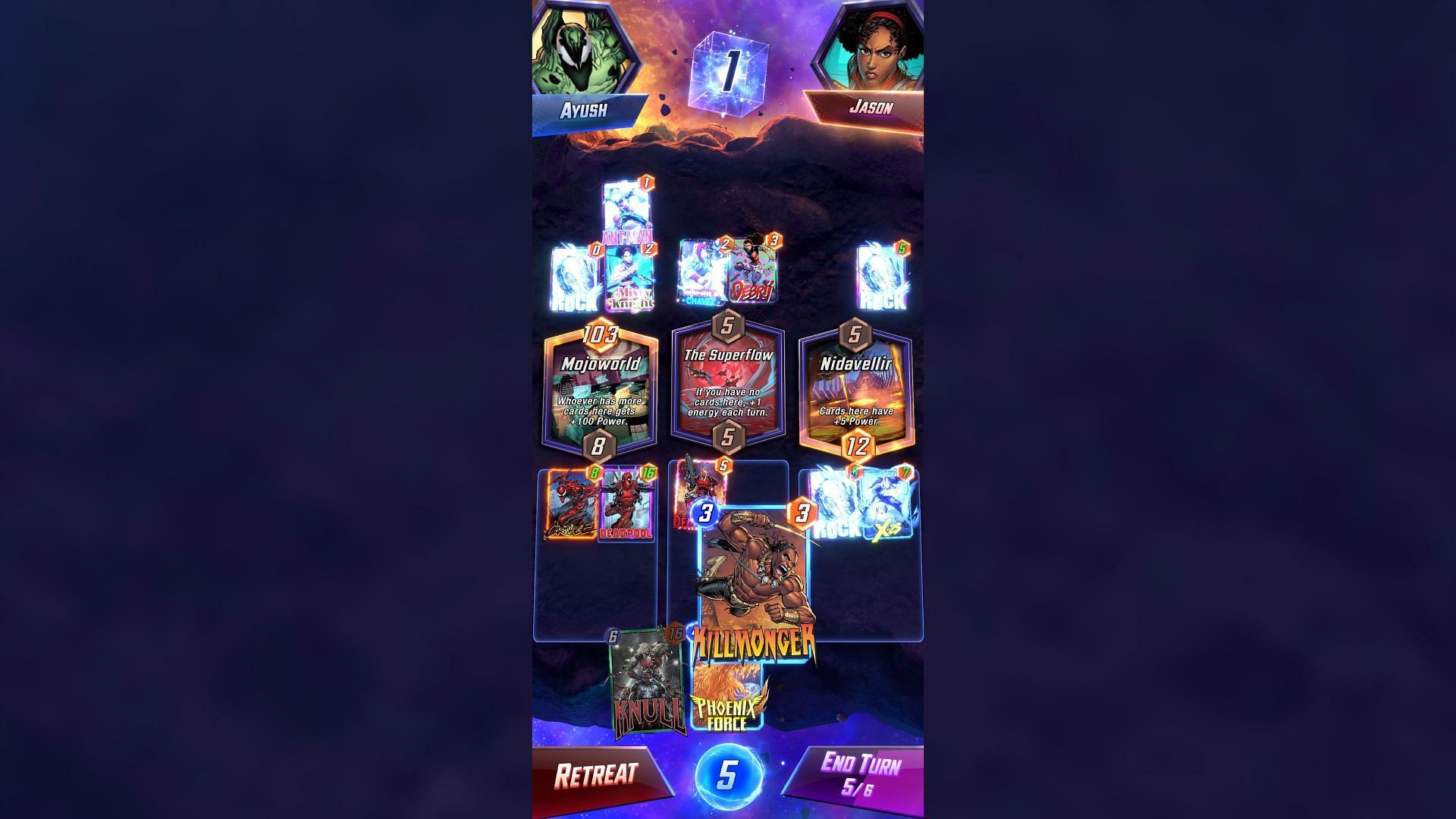 Marvel Snap gameplay for mobile (Image via Nuverse)